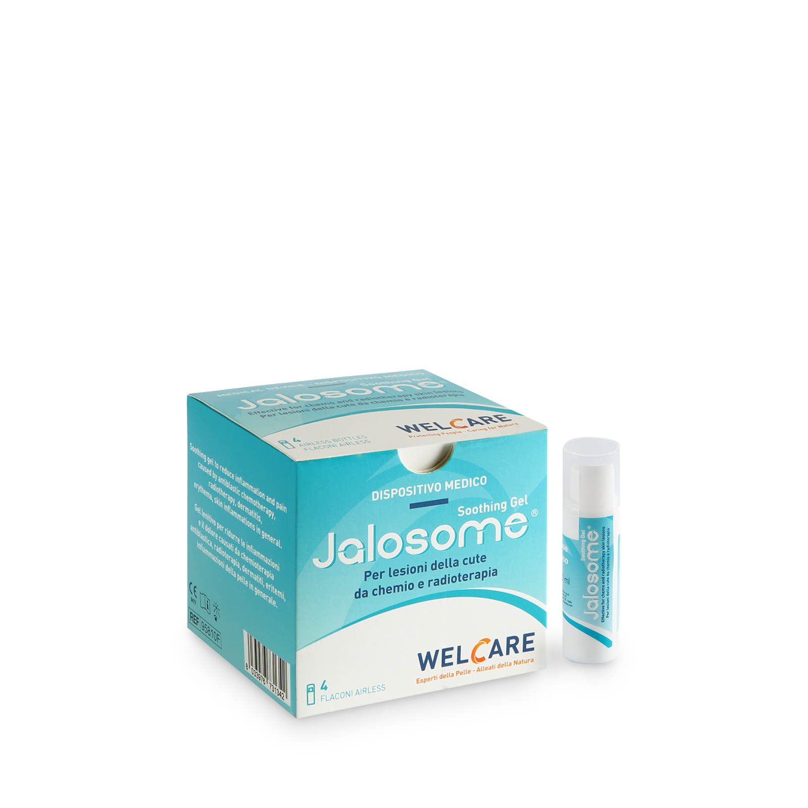 Jalosome® Soothing Gel türkiz doboza és pumpás flakonja