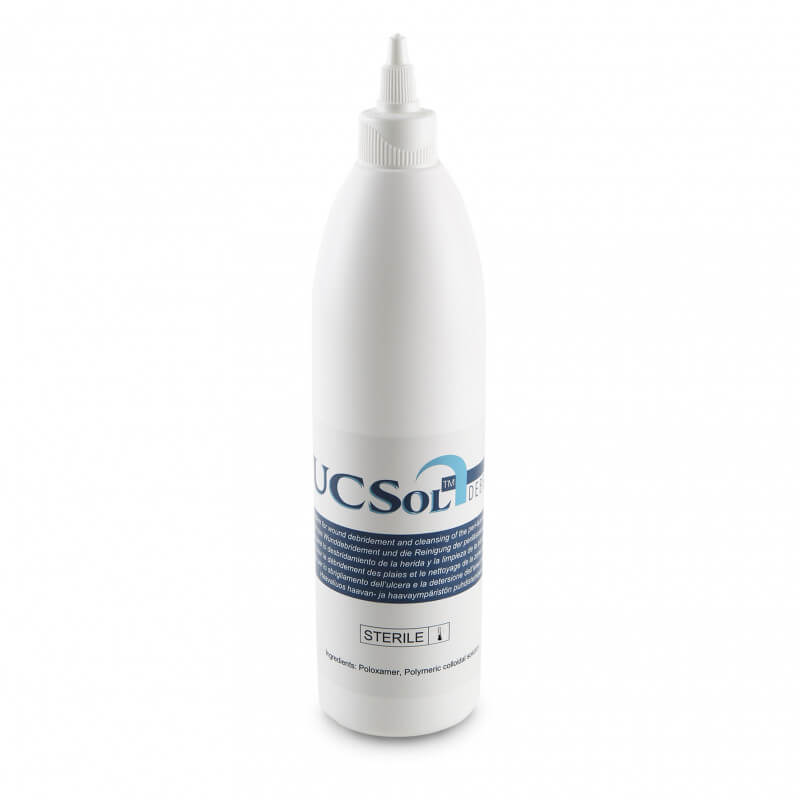 UCSol™ Debridement oldat fehér adagolóflakonja